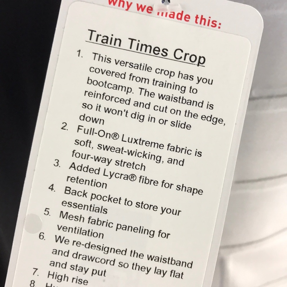 NWT BLACK LULULEMON TRAIN TIMES CROP - - BLK - Picture 5 of 8